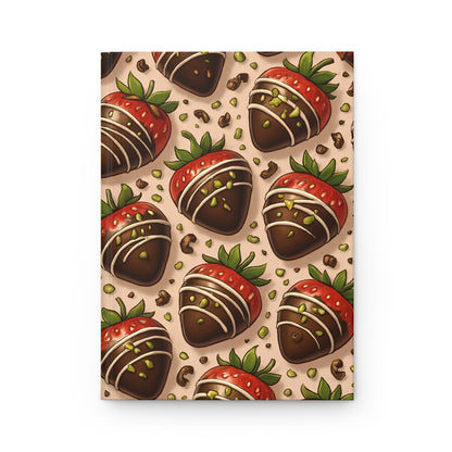 Chocolate Covered Strawberries with Pistachios Notebook — Dessert-Inspired Hardcover Journal for Bakers | Sweet Pastry Notebooks