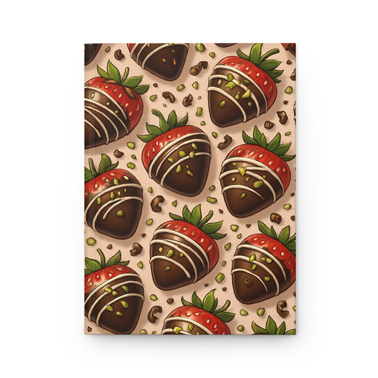 Chocolate Covered Strawberries with Pistachios Notebook — Dessert-Inspired Hardcover Journal for Bakers | Sweet Pastry Notebooks