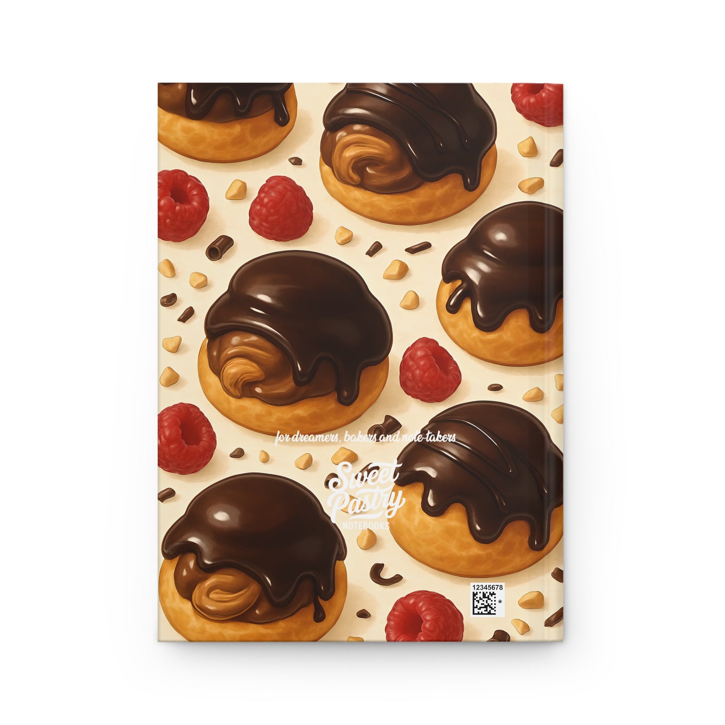 Chocolate Profiteroles Delight Notebook — Dessert-Inspired Hardcover Journal for Bakers | Sweet Pastry Notebooks