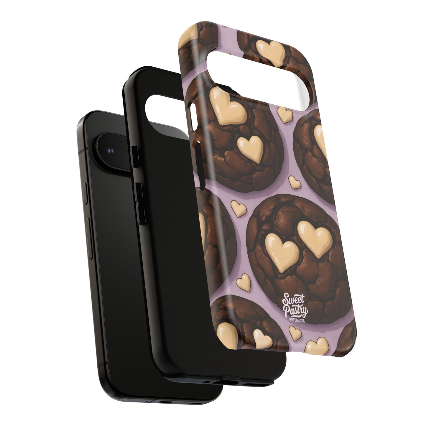 Double Chocolate & White hearts Phone Case – Dessert-Inspired Protective Case
