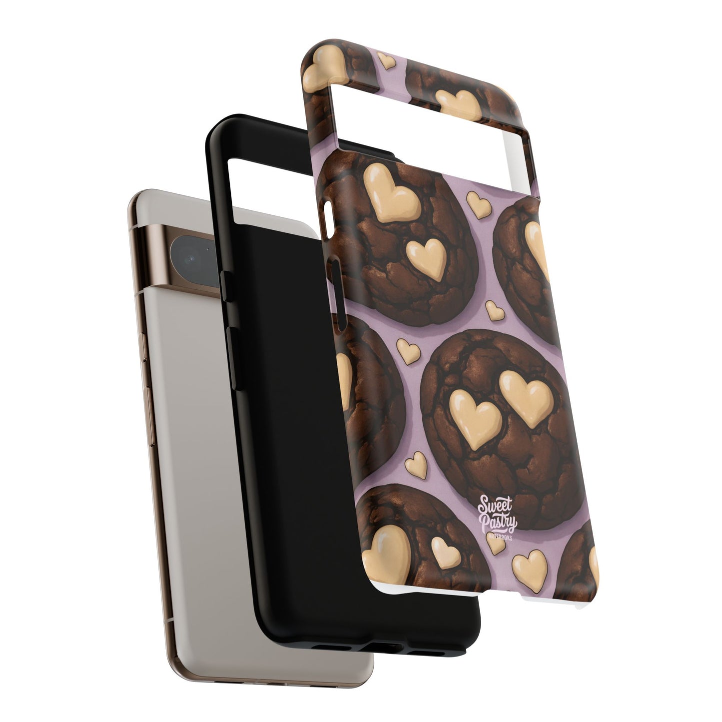 Double Chocolate & White hearts Phone Case – Dessert-Inspired Protective Case