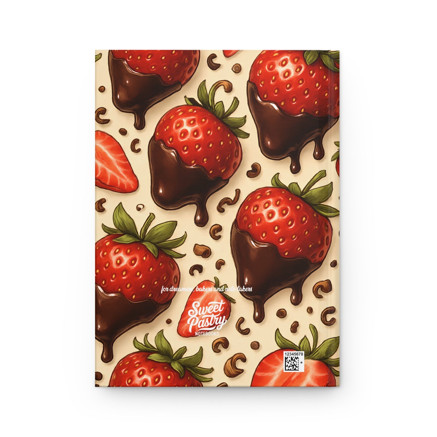 Chocolate-Dipped Strawberry Notebook — Dessert-Inspired Hardcover Journal for Bakers | Sweet Pastry Notebooks