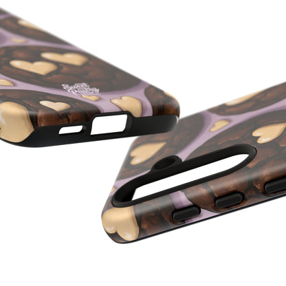 Double Chocolate & White hearts Phone Case – Dessert-Inspired Protective Case