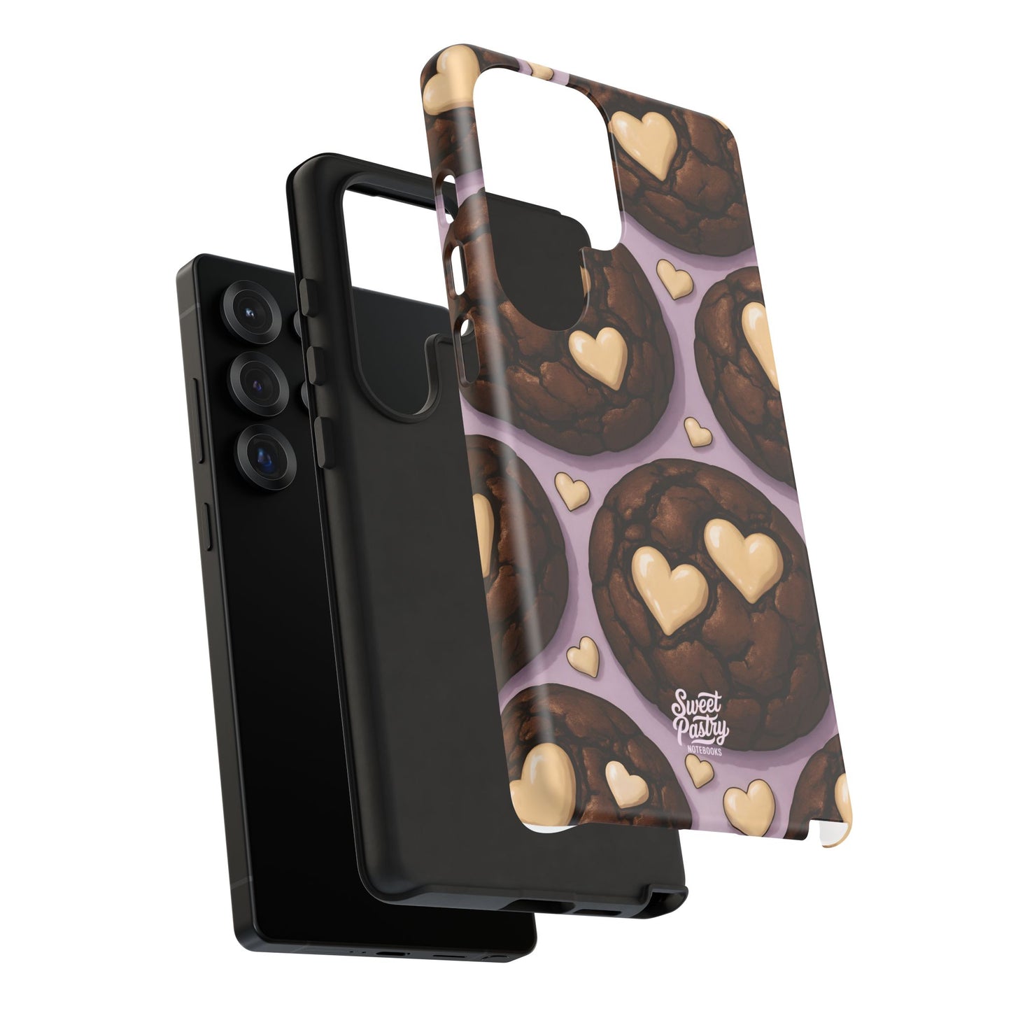 Double Chocolate & White hearts Phone Case – Dessert-Inspired Protective Case