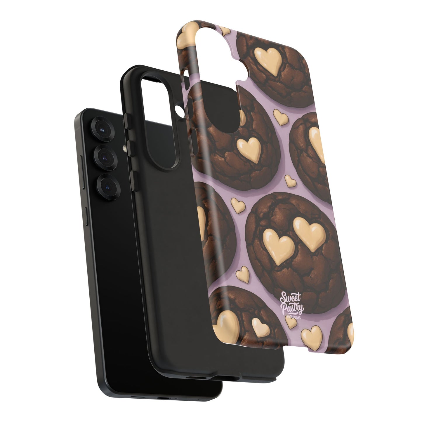 Double Chocolate & White hearts Phone Case – Dessert-Inspired Protective Case
