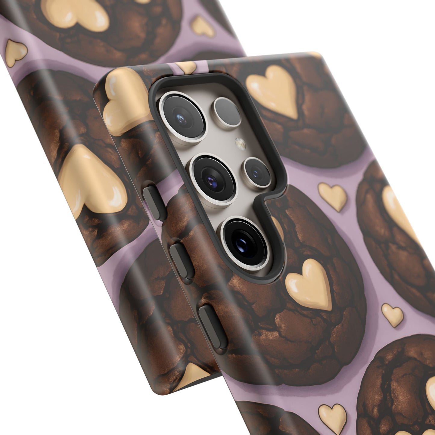 Double Chocolate & White hearts Phone Case – Dessert-Inspired Protective Case