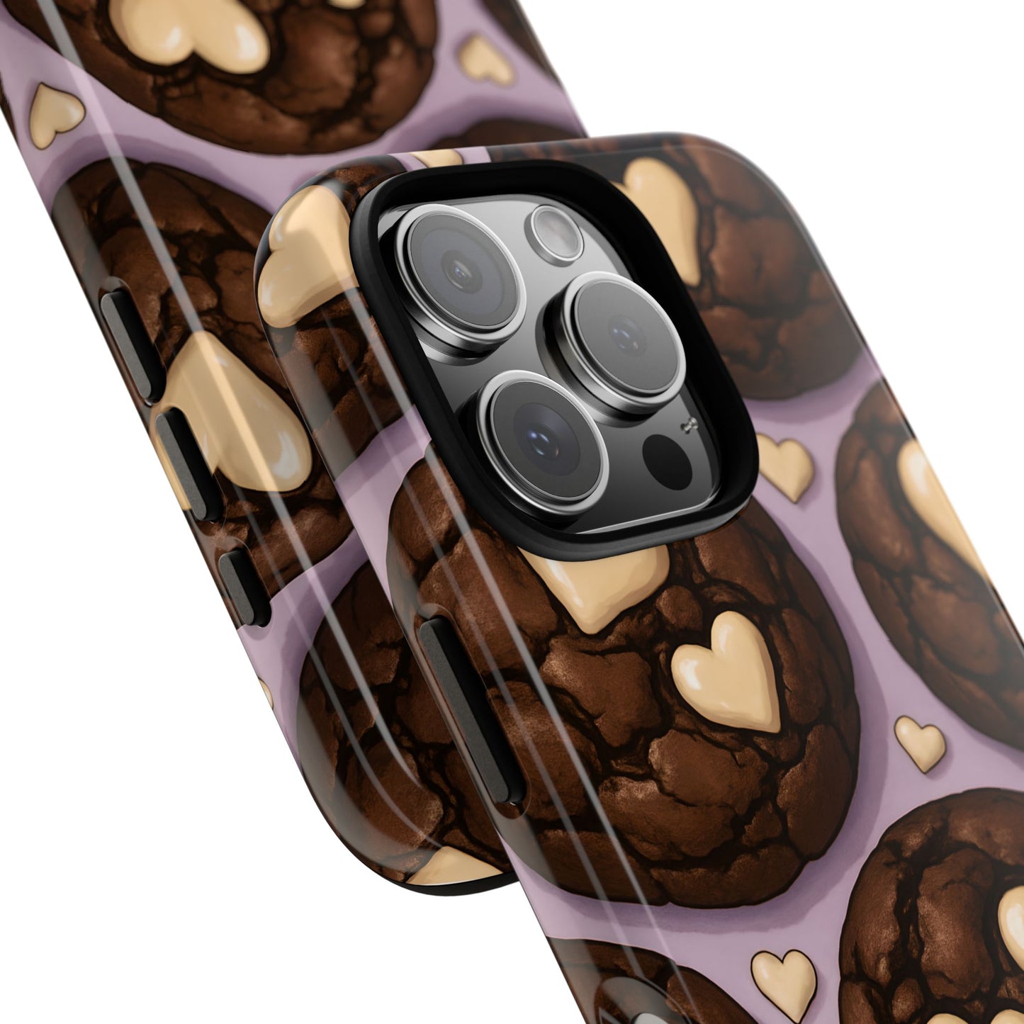 Double Chocolate & White hearts Phone Case – Dessert-Inspired Protective Case