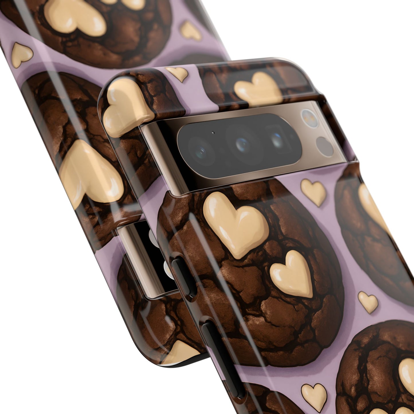 Double Chocolate & White hearts Phone Case – Dessert-Inspired Protective Case