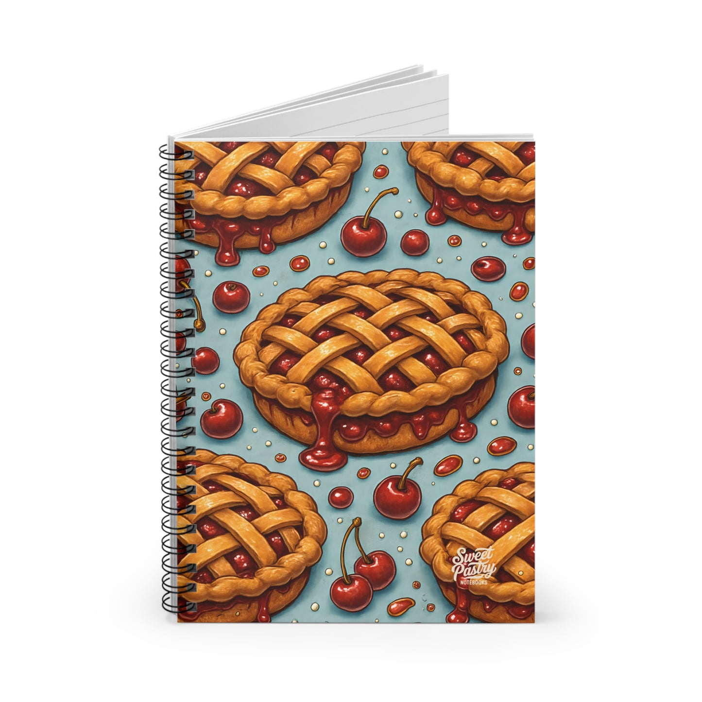 Cherry Pie Spiral Notebook — Dessert-Inspired Spiral Notebook for Bakers | Sweet Pastry Notebooks