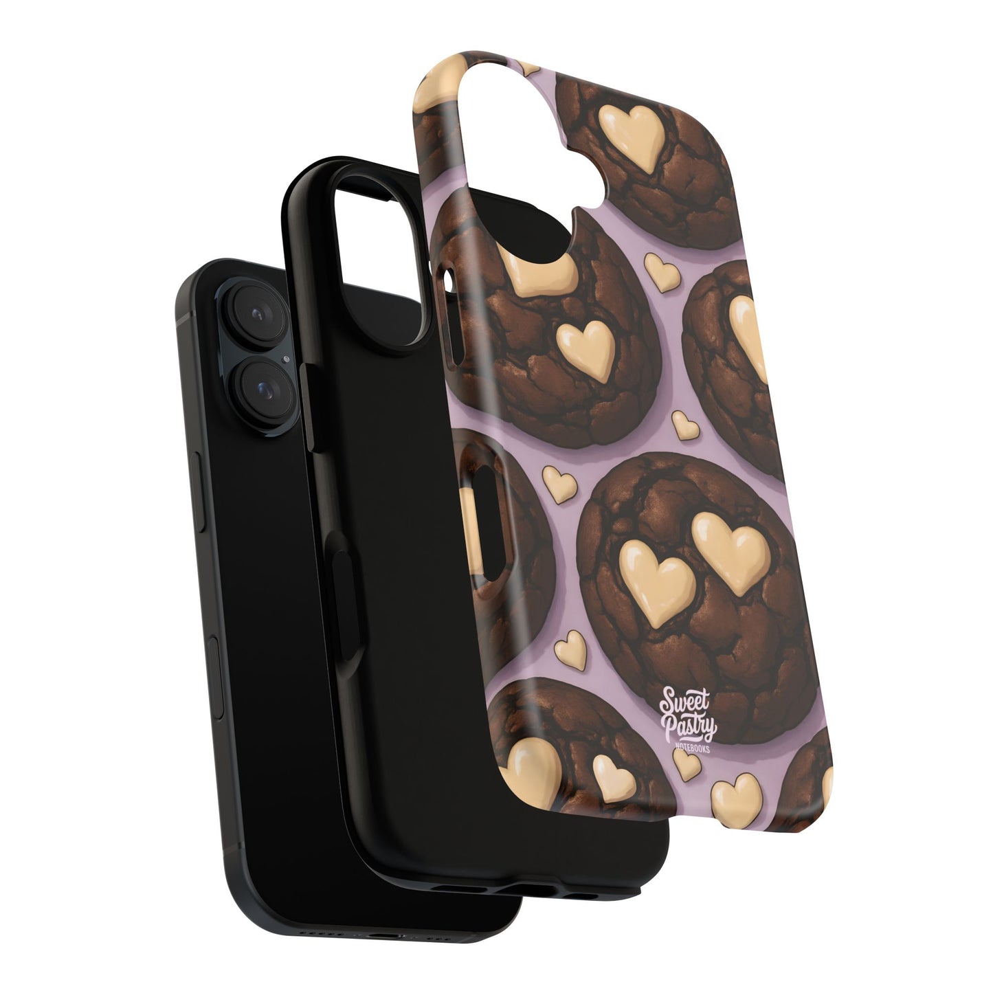Double Chocolate & White hearts Phone Case – Dessert-Inspired Protective Case