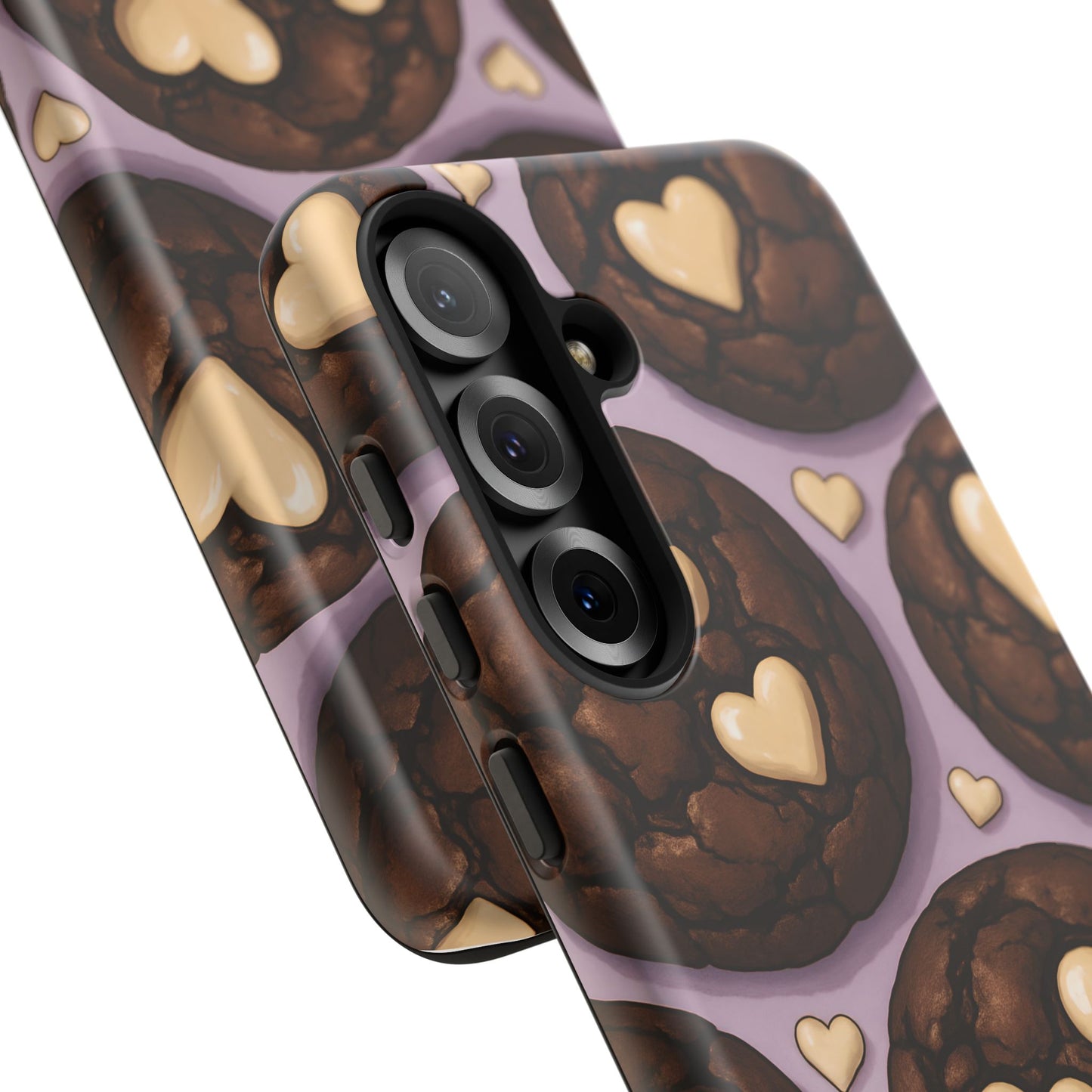 Double Chocolate & White hearts Phone Case – Dessert-Inspired Protective Case