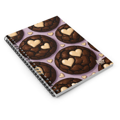 Double Chocolate Chip Cookie with White Chocolate Hearts Spiral Notebook — Dessert-Inspired Spiral Notebook for Bakers | Sweet Pastry Notebooks