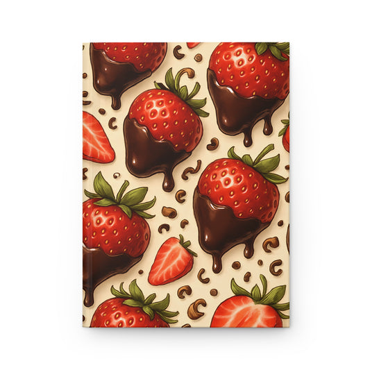 Chocolate-Dipped Strawberry Notebook — Dessert-Inspired Hardcover Journal for Bakers | Sweet Pastry Notebooks