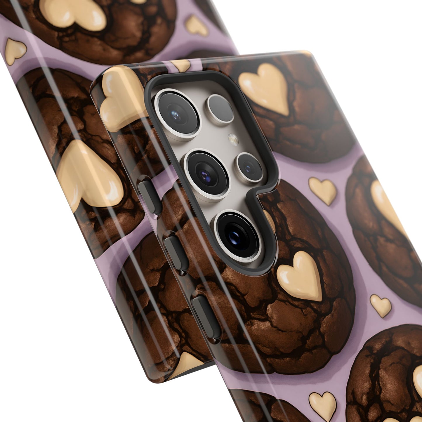 Double Chocolate & White hearts Phone Case – Dessert-Inspired Protective Case