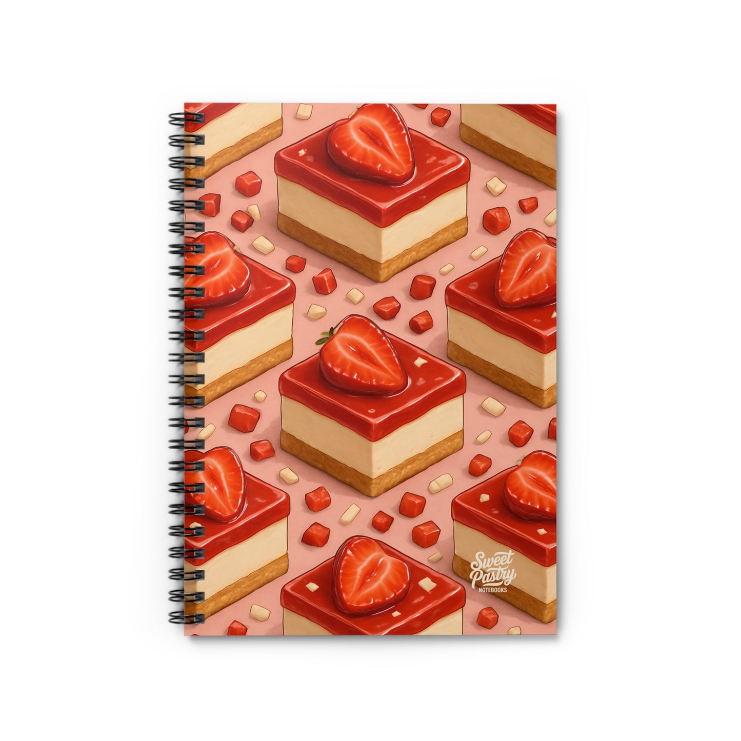 Strawberry Cheesecake Spiral Notebook — Dessert-Inspired Spiral Notebook for Bakers | Sweet Pastry Notebooks