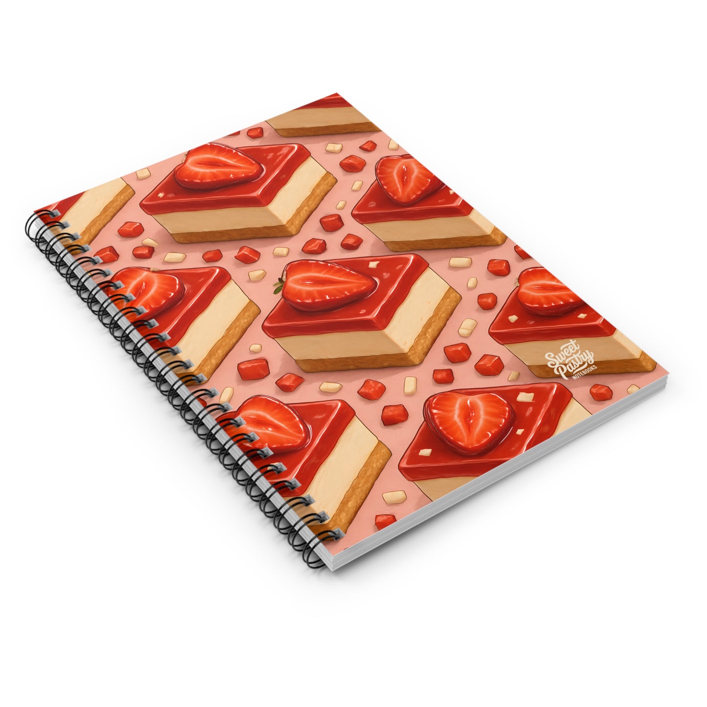 Strawberry Cheesecake Spiral Notebook — Dessert-Inspired Spiral Notebook for Bakers | Sweet Pastry Notebooks