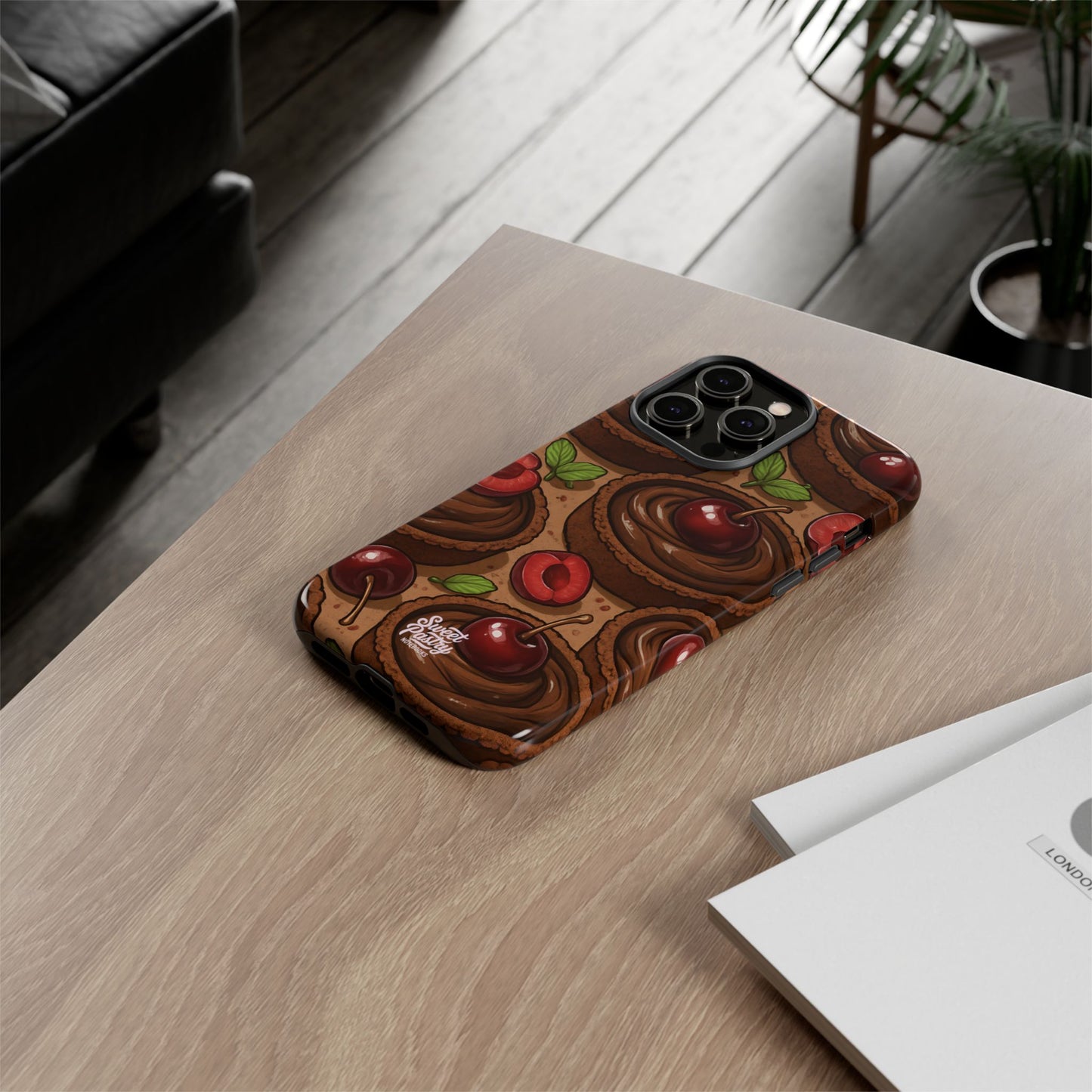 Cherry Chocolate Tart Phone Case – Dessert-Inspired Protective Case