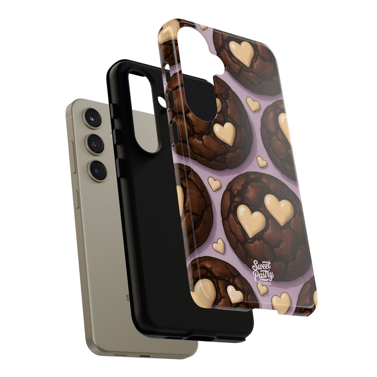 Double Chocolate & White hearts Phone Case – Dessert-Inspired Protective Case