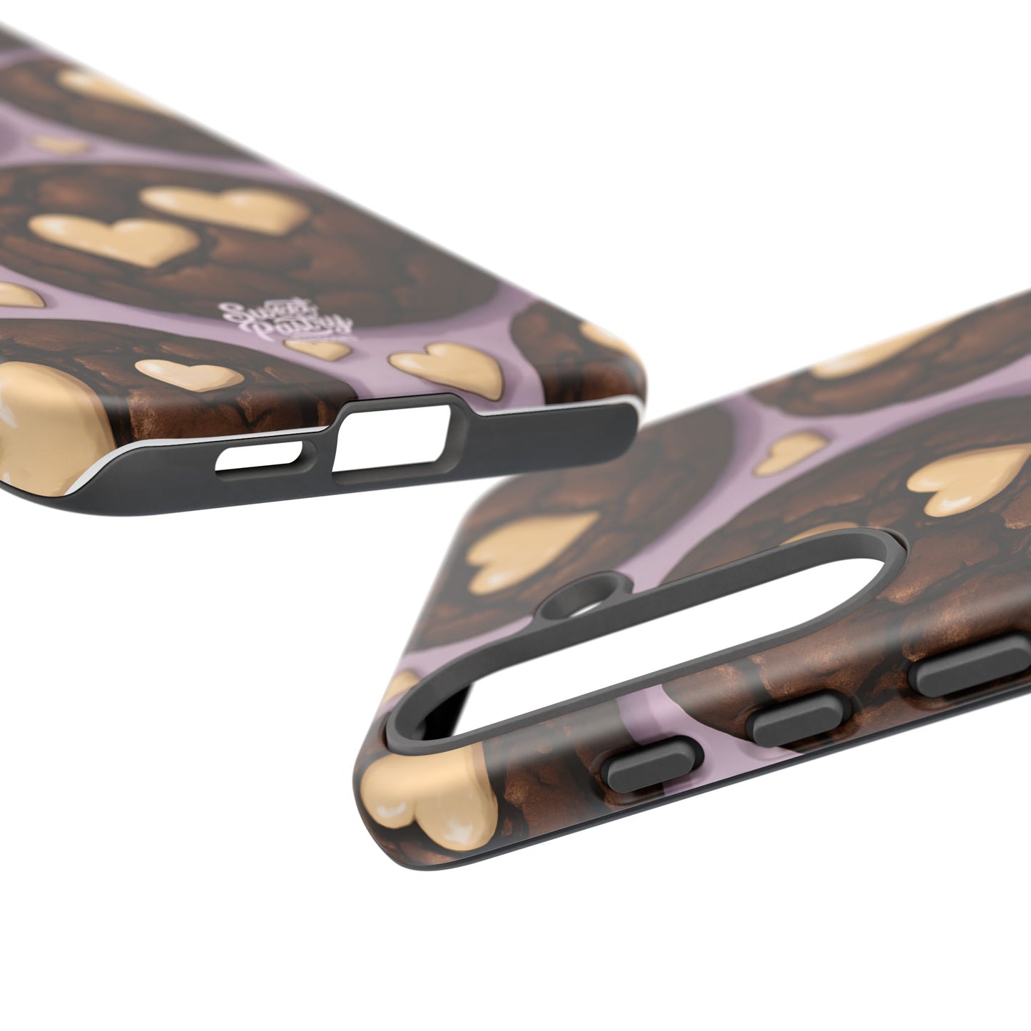 Double Chocolate & White hearts Phone Case – Dessert-Inspired Protective Case