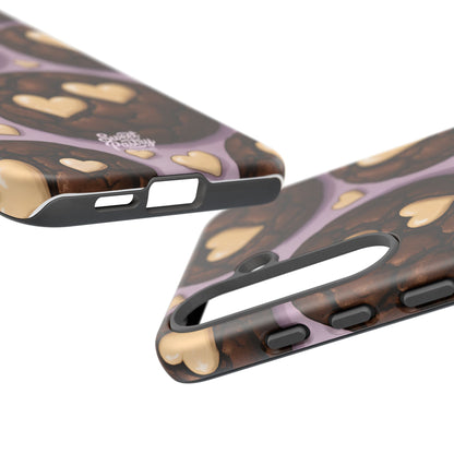 Double Chocolate & White hearts Phone Case – Dessert-Inspired Protective Case