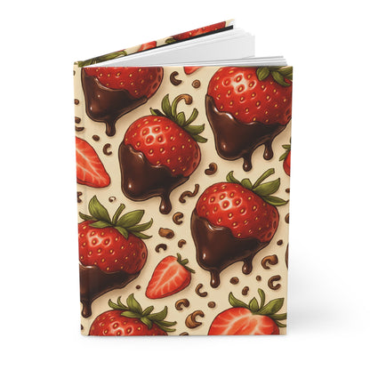 Chocolate-Dipped Strawberry Notebook — Dessert-Inspired Hardcover Journal for Bakers | Sweet Pastry Notebooks