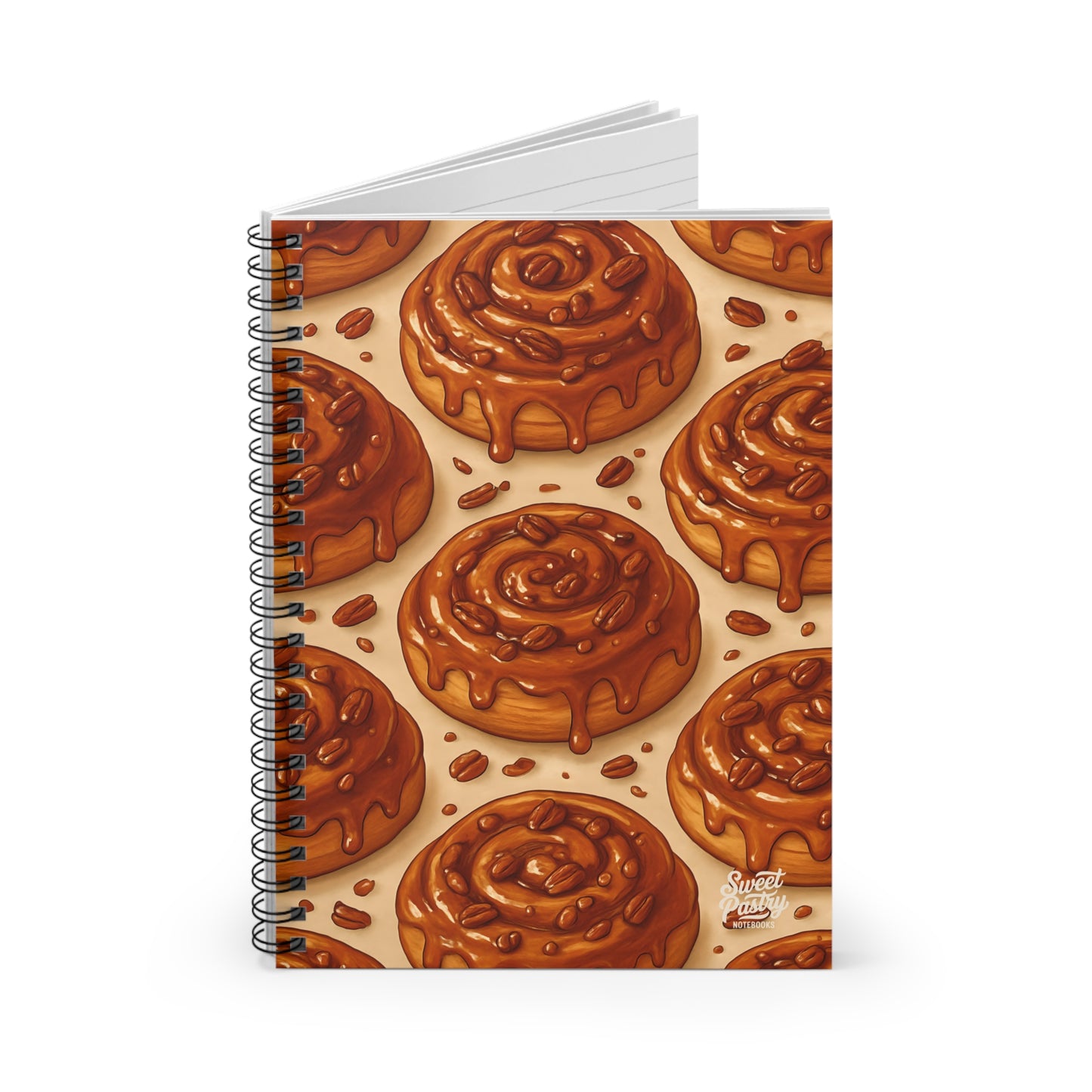 Maple Pecan Cinnamon Roll Spiral Notebook — Dessert-Inspired Spiral Notebook for Bakers | Sweet Pastry Notebooks
