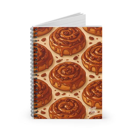 Maple Pecan Cinnamon Roll Spiral Notebook — Dessert-Inspired Spiral Notebook for Bakers | Sweet Pastry Notebooks
