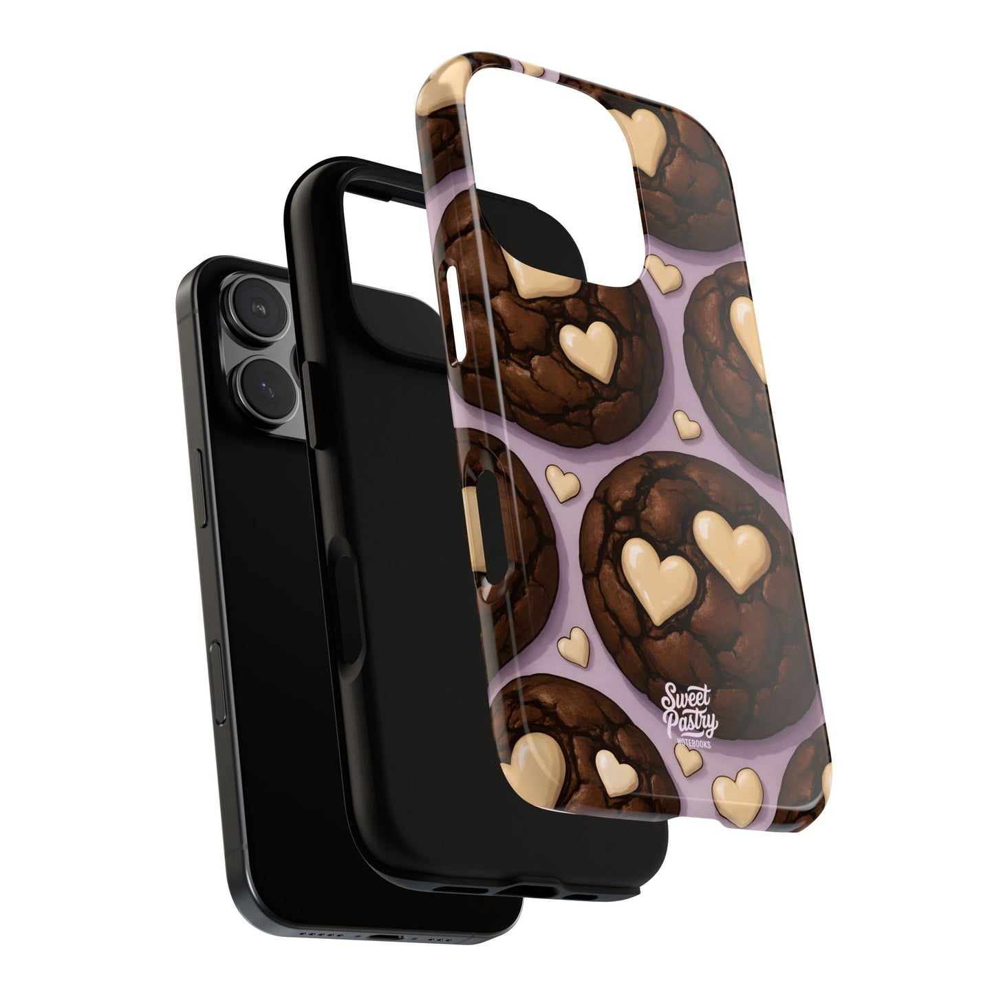 Double Chocolate & White hearts Phone Case – Dessert-Inspired Protective Case