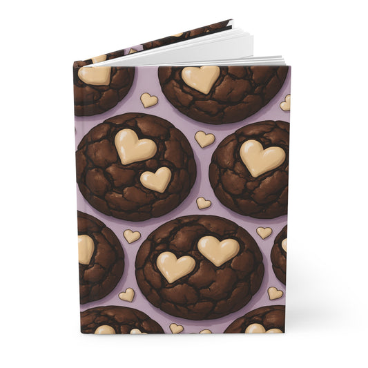 Double Chocolate Chip Cookie with White Chocolate Hearts Notebook — Dessert-Inspired Hardcover Journal for Bakers | Sweet Pastry Notebooks