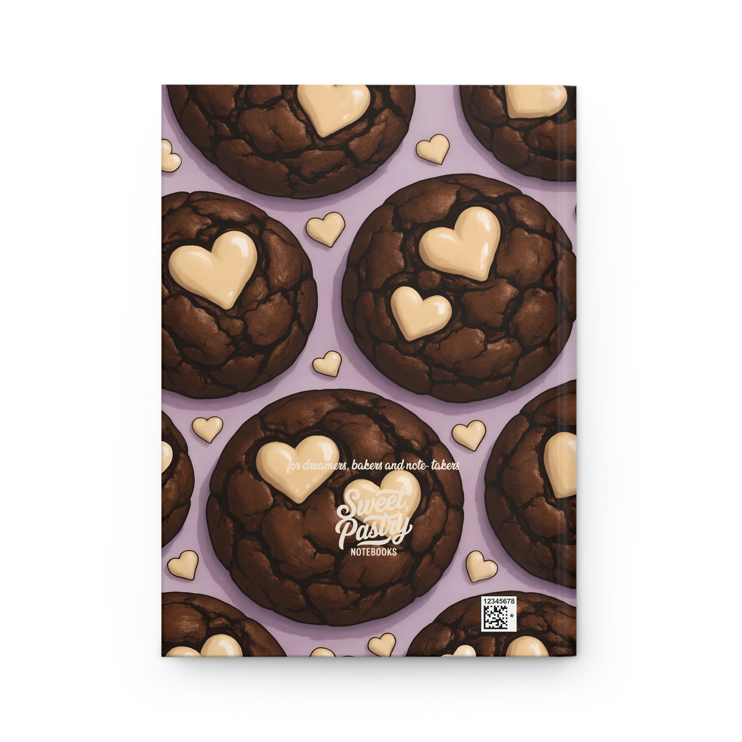 Double Chocolate Chip Cookie with White Chocolate Hearts Notebook — Dessert-Inspired Hardcover Journal for Bakers | Sweet Pastry Notebooks