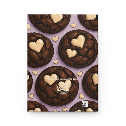 Double Chocolate Chip Cookie with White Chocolate Hearts Notebook — Dessert-Inspired Hardcover Journal for Bakers | Sweet Pastry Notebooks
