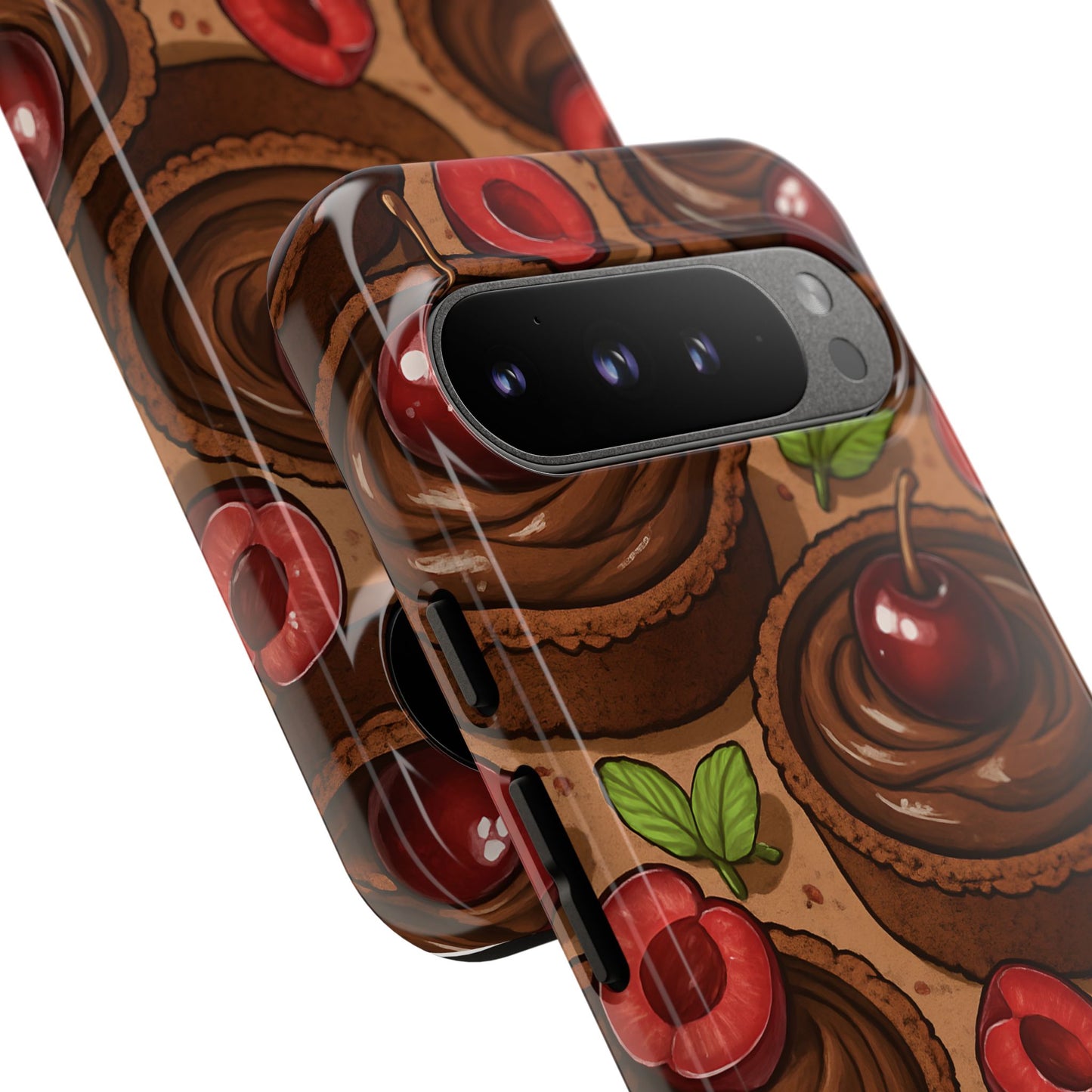 Cherry Chocolate Tart Phone Case – Dessert-Inspired Protective Case