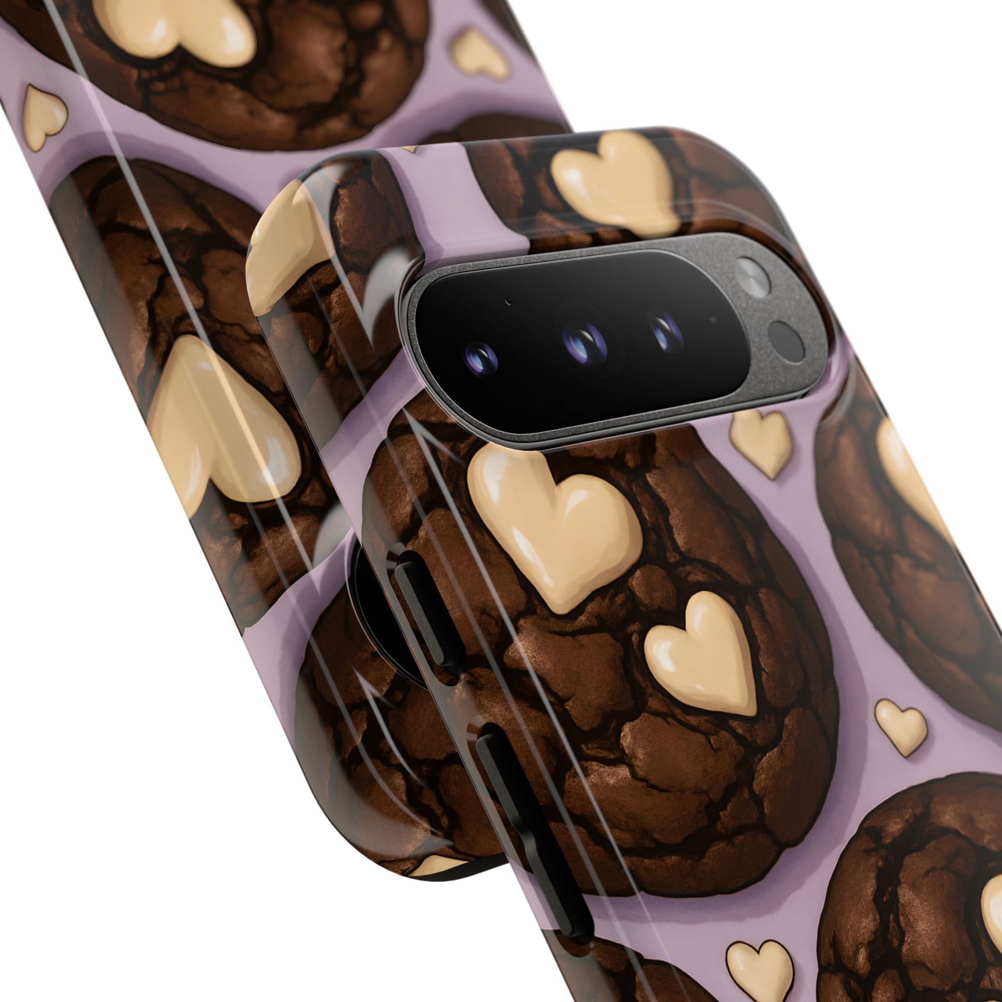 Double Chocolate & White hearts Phone Case – Dessert-Inspired Protective Case