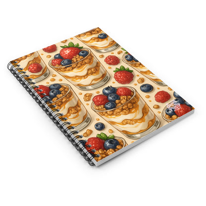 Fruit Parfait & Granola Spiral Notebook — Dessert-Inspired Spiral Notebook for Bakers | Sweet Pastry Notebooks