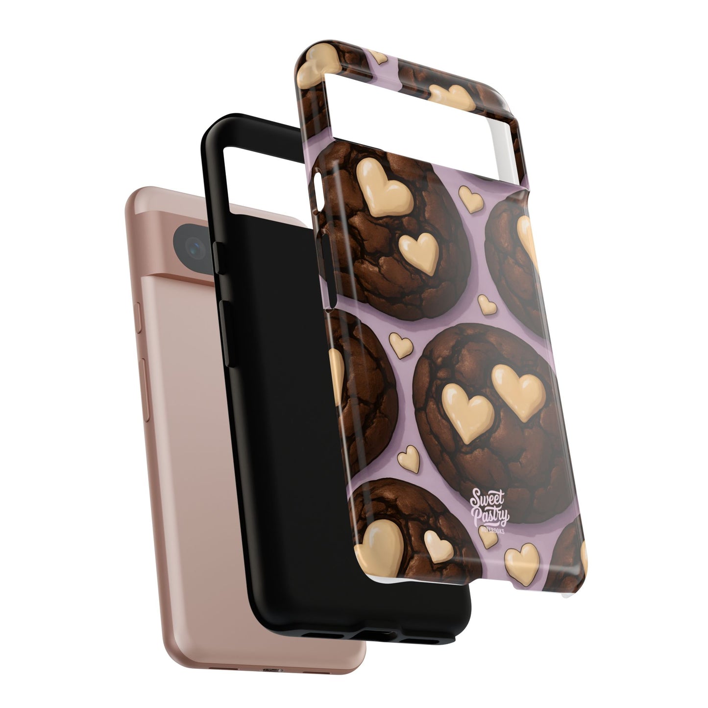 Double Chocolate & White hearts Phone Case – Dessert-Inspired Protective Case