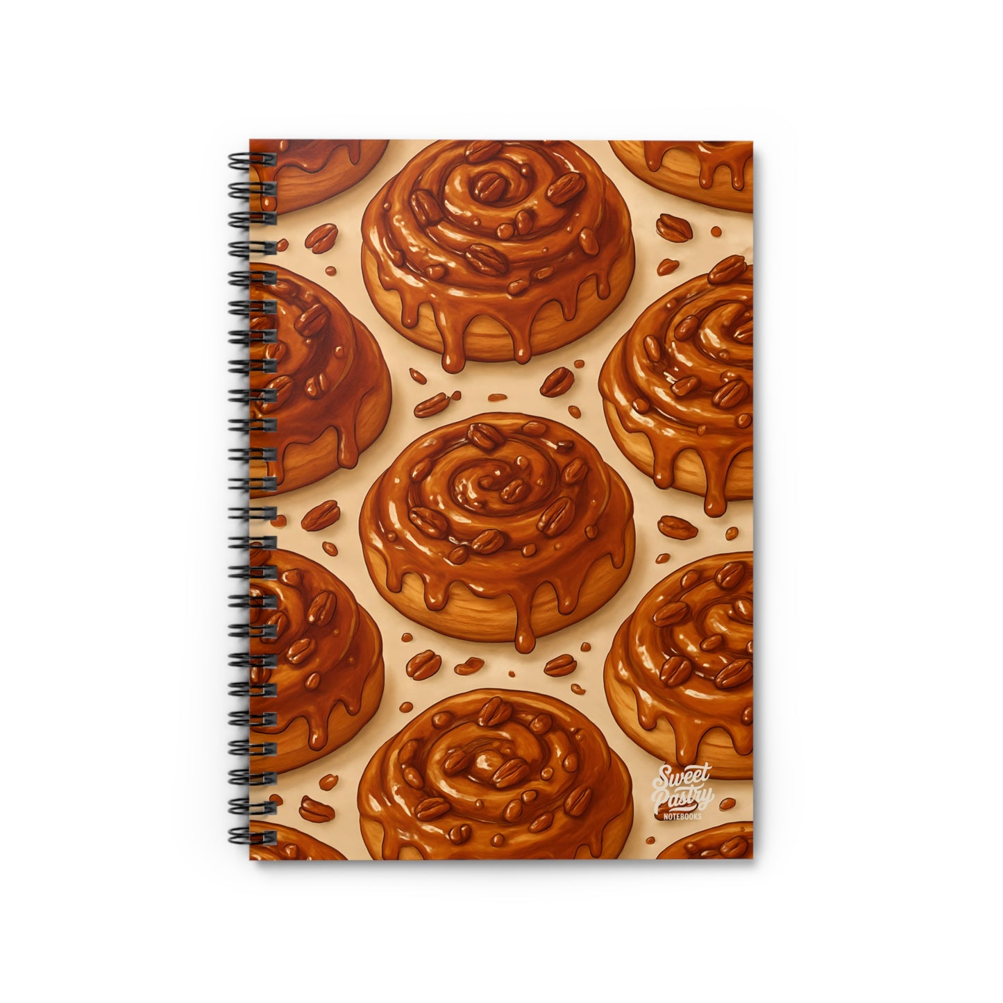 Maple Pecan Cinnamon Roll Spiral Notebook — Dessert-Inspired Spiral Notebook for Bakers | Sweet Pastry Notebooks