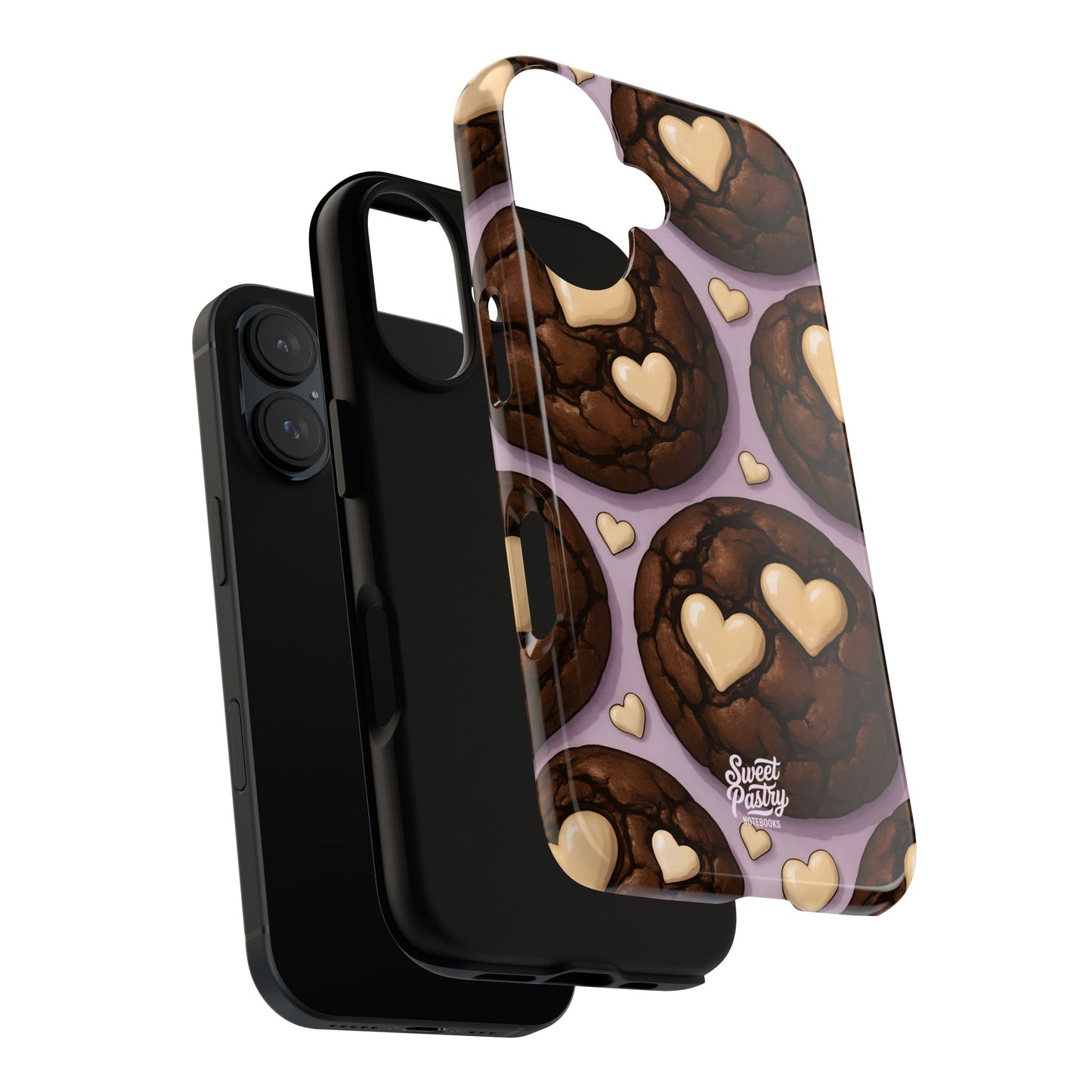 Double Chocolate & White hearts Phone Case – Dessert-Inspired Protective Case