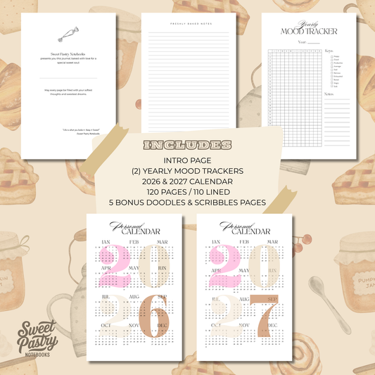 Chocolate Chip Cookie Journal – 2026–2027 Calendar & Mood Tracker | Sweet Pastry Notebooks