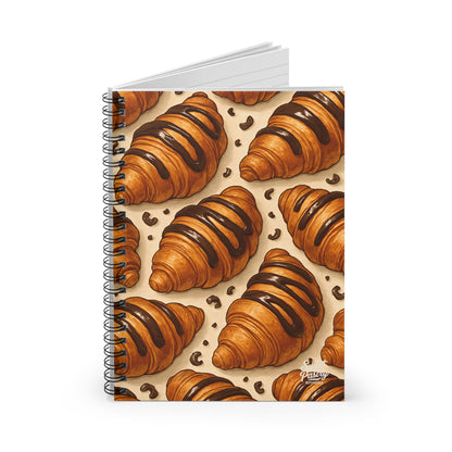 Chocolate Croissant Spiral Notebook — Dessert-Inspired Spiral Notebook for Bakers | Sweet Pastry Notebooks