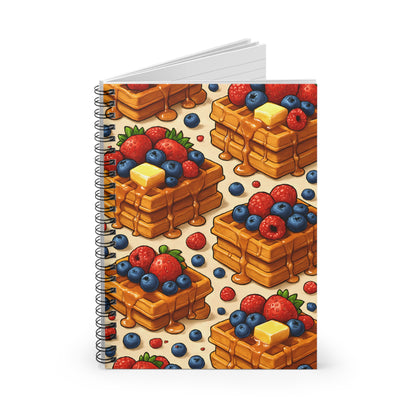 Berries and Waffles Spiral Notebook — Dessert-Inspired Spiral Notebook for Bakers | Sweet Pastry Notebooks