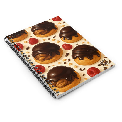 Chocolate Profiteroles Delight Spiral Notebook — Dessert-Inspired Spiral Notebook for Bakers | Sweet Pastry Notebooks