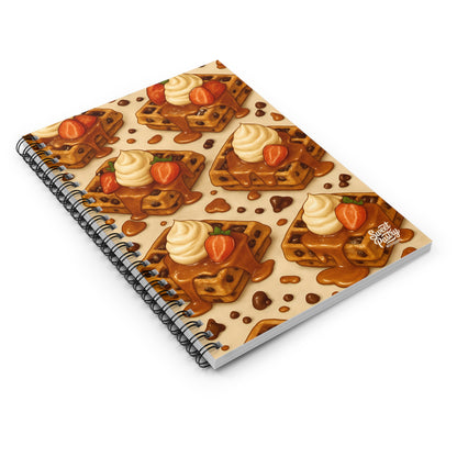 Strawberry Cream Chocolate Chip Waffles Spiral Notebook — Dessert-Inspired Spiral Notebook for Bakers | Sweet Pastry Notebooks