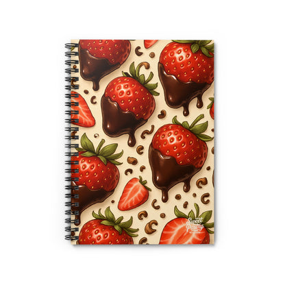 Chocolate-Dipped Strawberry Spiral Notebook — Dessert-Inspired Spiral Notebook for Bakers | Sweet Pastry Notebooks