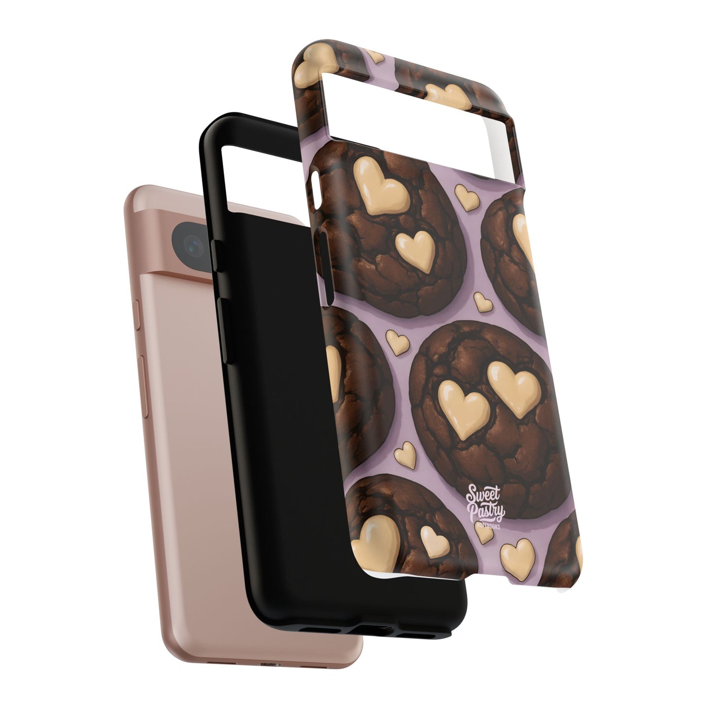 Double Chocolate & White hearts Phone Case – Dessert-Inspired Protective Case