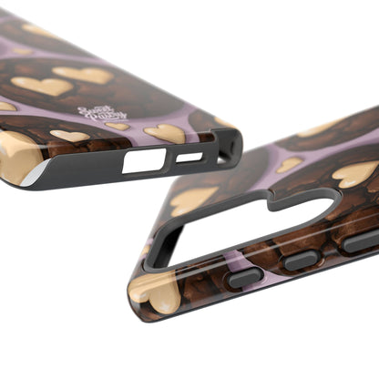 Double Chocolate & White hearts Phone Case – Dessert-Inspired Protective Case