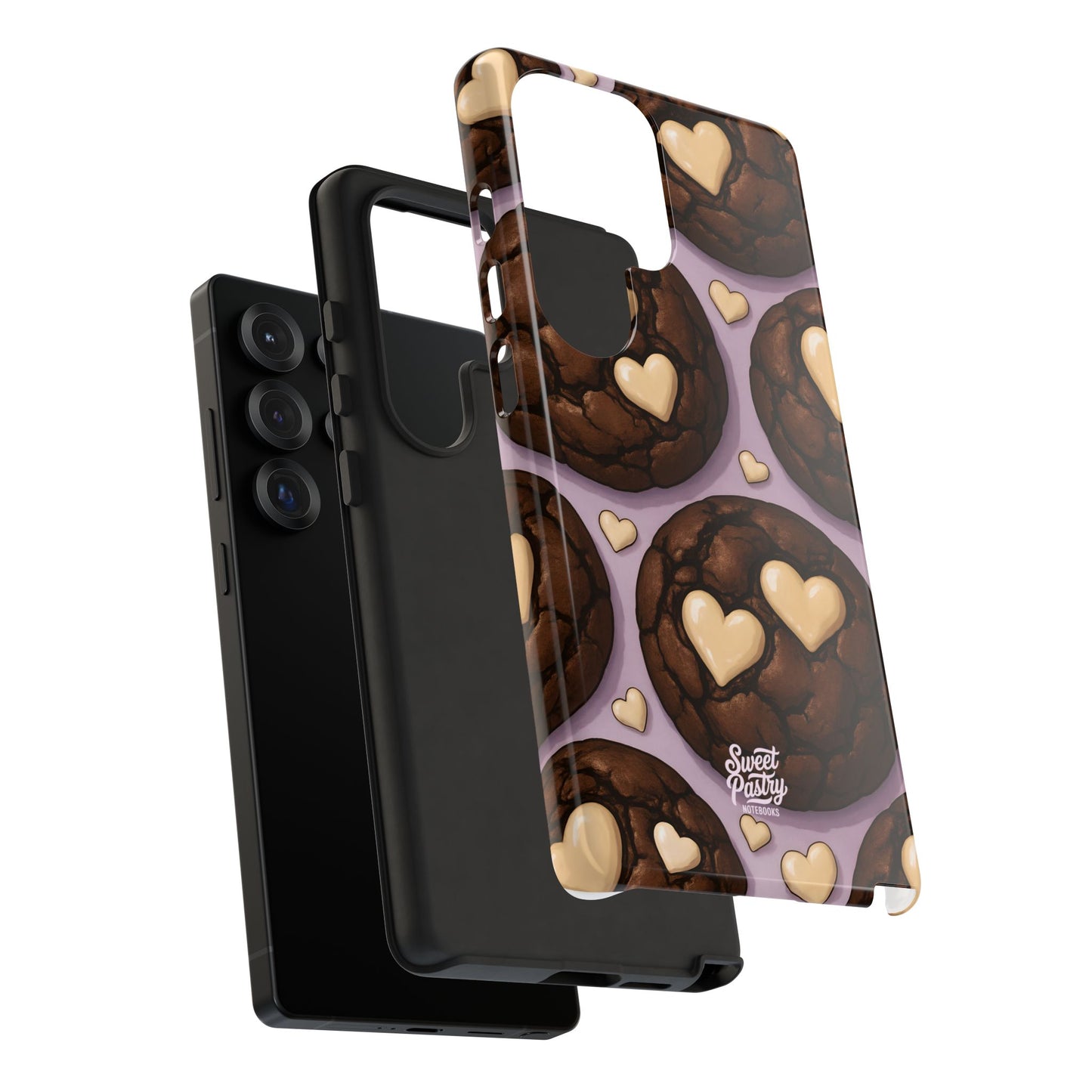 Double Chocolate & White hearts Phone Case – Dessert-Inspired Protective Case