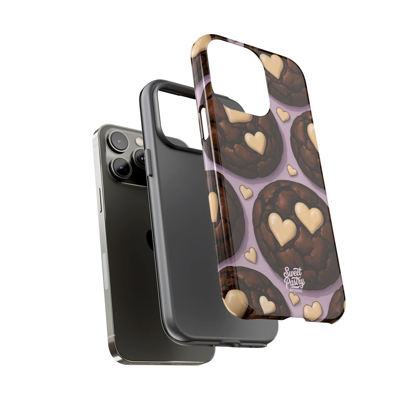 Double Chocolate & White hearts Phone Case – Dessert-Inspired Protective Case
