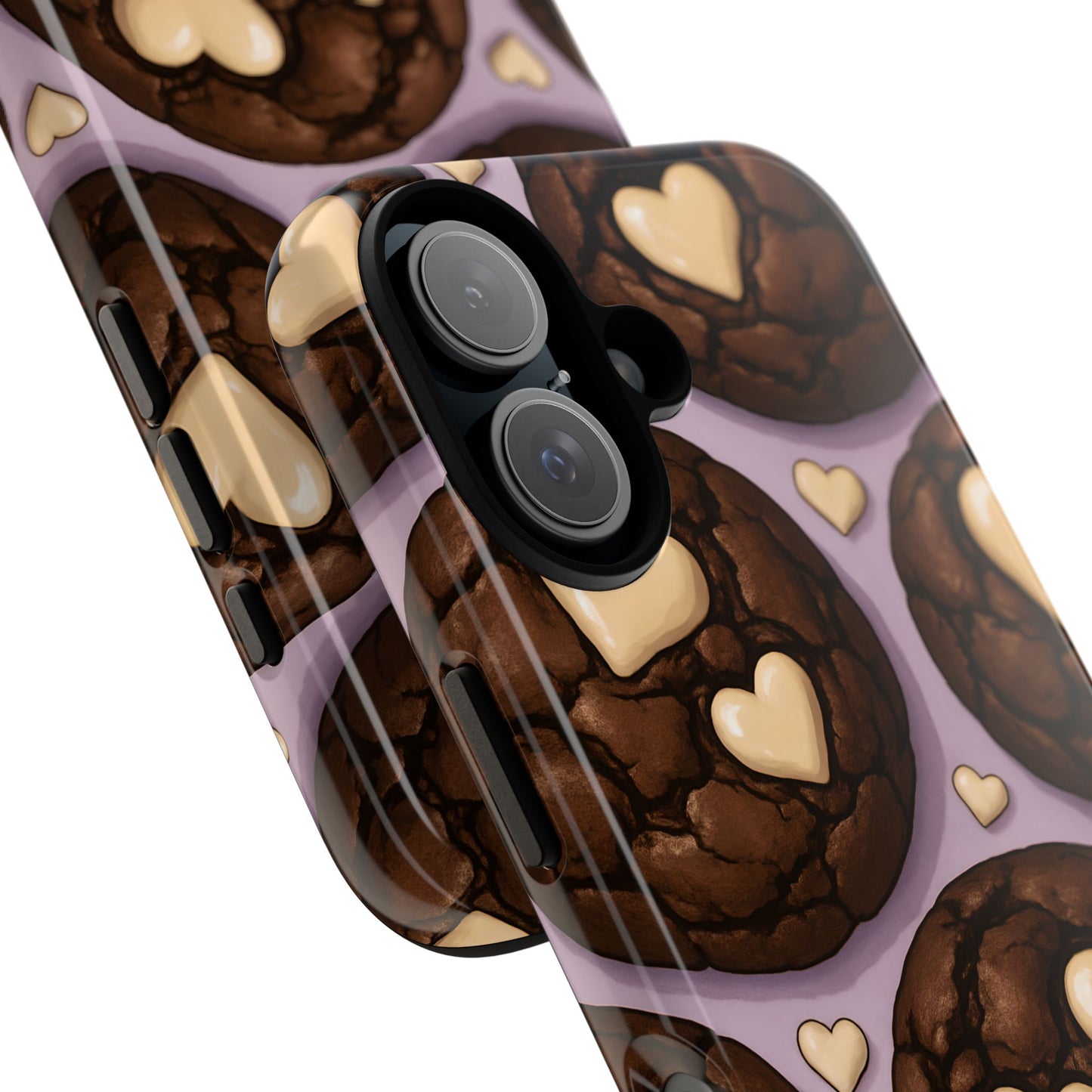 Double Chocolate & White hearts Phone Case – Dessert-Inspired Protective Case