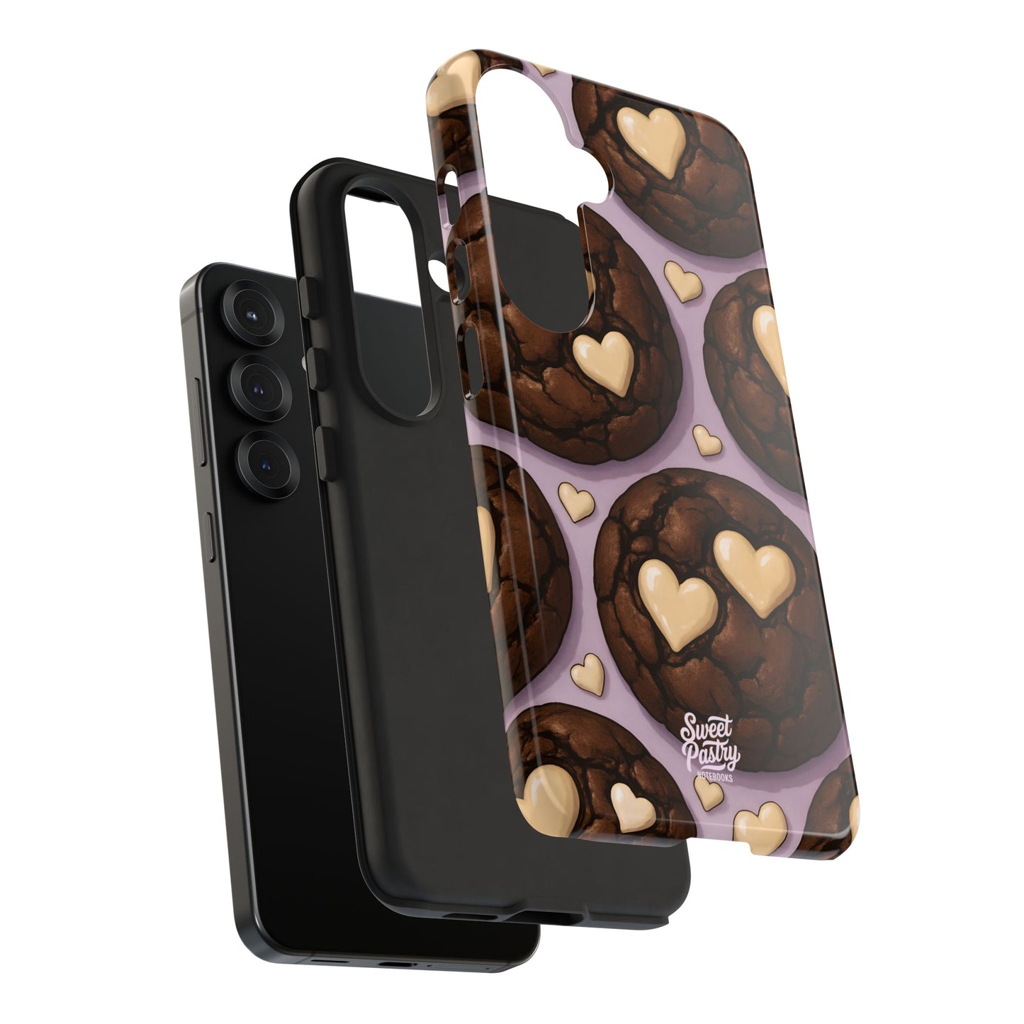 Double Chocolate & White hearts Phone Case – Dessert-Inspired Protective Case