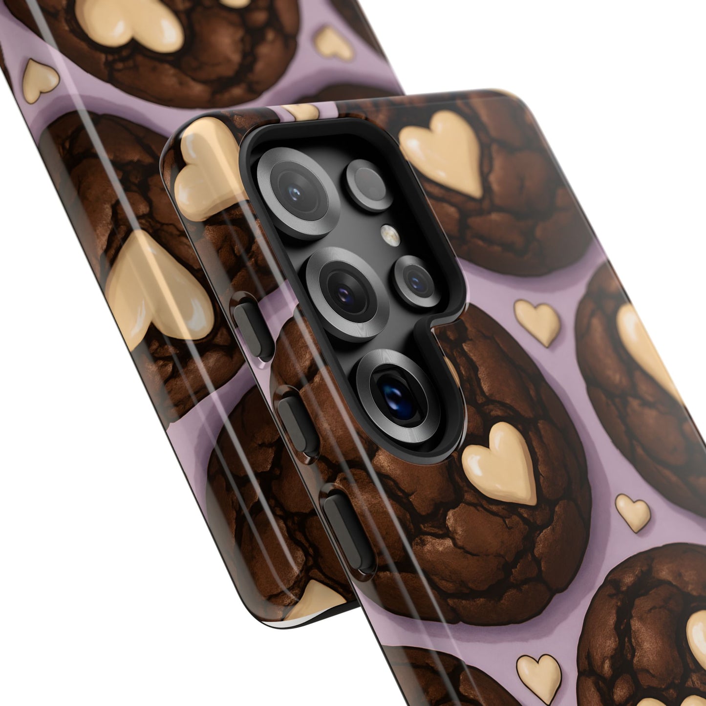Double Chocolate & White hearts Phone Case – Dessert-Inspired Protective Case